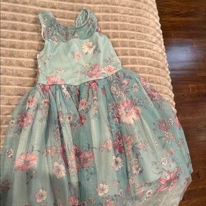 Floral Kids Dress in Blue and Pink
